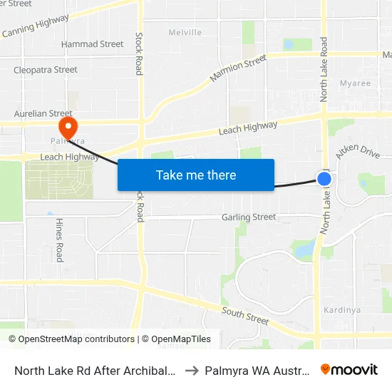 North Lake Rd After Archibald St to Palmyra WA Australia map
