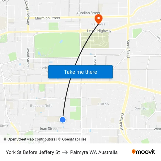 York St Before Jeffery St to Palmyra WA Australia map