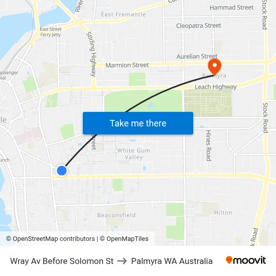 Wray Av Before Solomon St to Palmyra WA Australia map