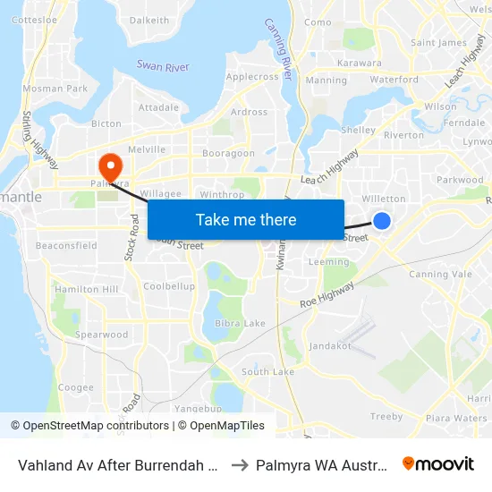 Vahland Av After Burrendah Bvd to Palmyra WA Australia map