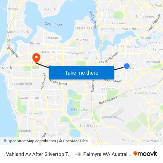 Vahland Av After Silvertop Tce to Palmyra WA Australia map