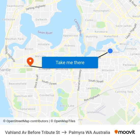 Vahland Av Before Tribute St to Palmyra WA Australia map