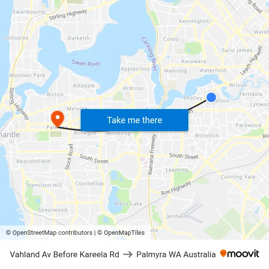 Vahland Av Before Kareela Rd to Palmyra WA Australia map