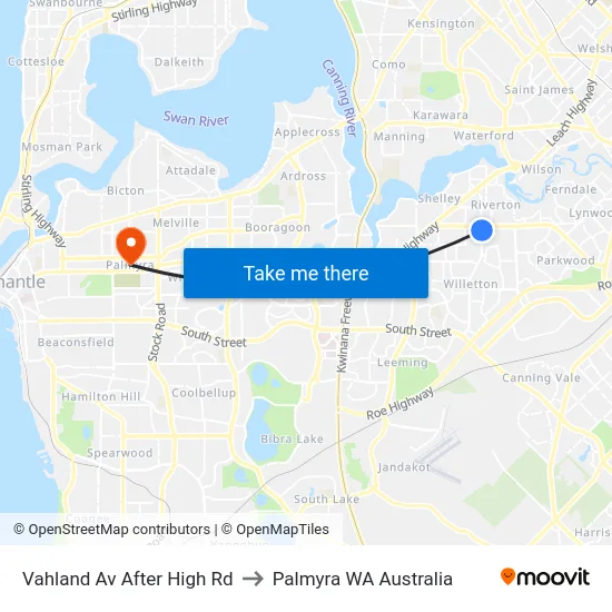 Vahland Av After High Rd to Palmyra WA Australia map