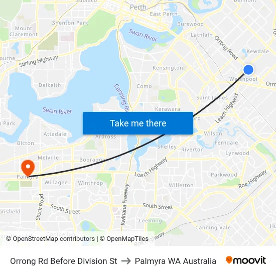 Orrong Rd Before Division St to Palmyra WA Australia map