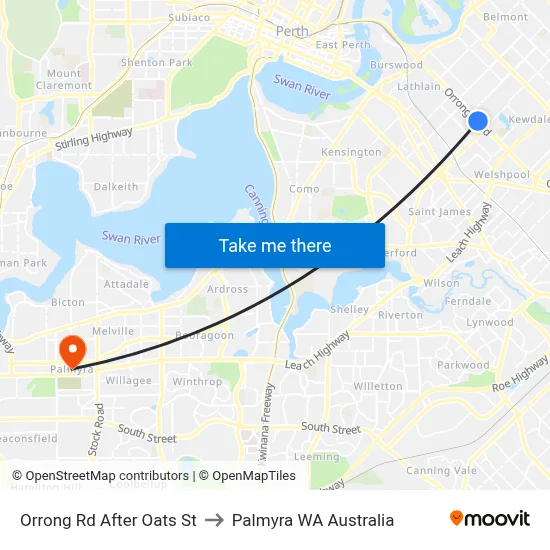 Orrong Rd After Oats St to Palmyra WA Australia map
