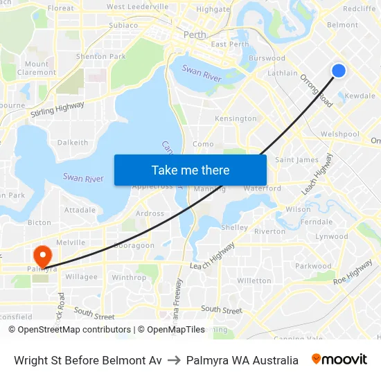 Wright St Before Belmont Av to Palmyra WA Australia map