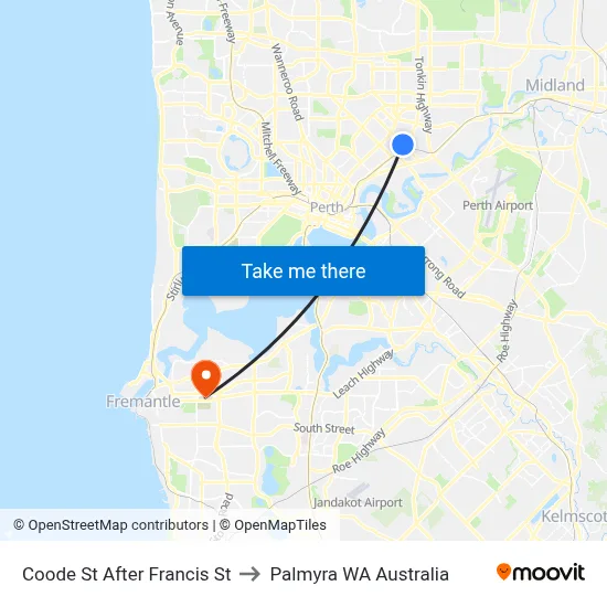 Coode St After Francis St to Palmyra WA Australia map
