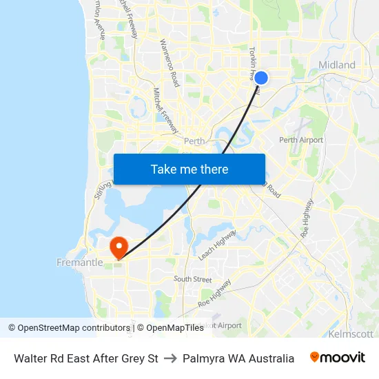 Walter Rd East After Grey St to Palmyra WA Australia map