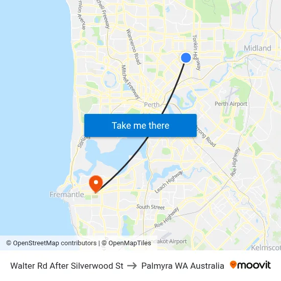 Walter Rd After Silverwood St to Palmyra WA Australia map
