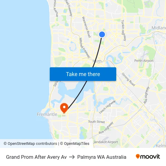 Grand Prom After Avery Av to Palmyra WA Australia map