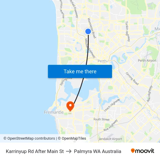 Karrinyup Rd After Main St to Palmyra WA Australia map
