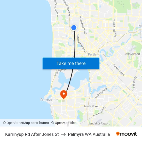 Karrinyup Rd After Jones St to Palmyra WA Australia map