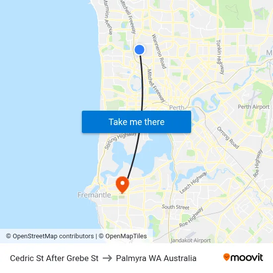 Cedric St After Grebe St to Palmyra WA Australia map