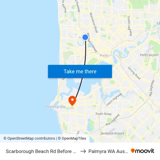 Scarborough Beach Rd Before Drake St to Palmyra WA Australia map