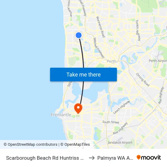 Scarborough Beach Rd Huntriss Road Cat Id 10 to Palmyra WA Australia map