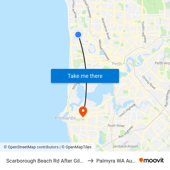 Scarborough Beach Rd After Gildercliffe St to Palmyra WA Australia map