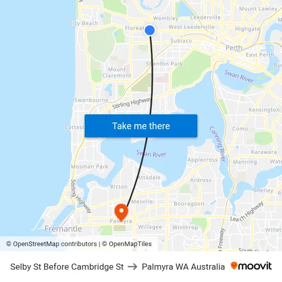Selby St Before Cambridge St to Palmyra WA Australia map