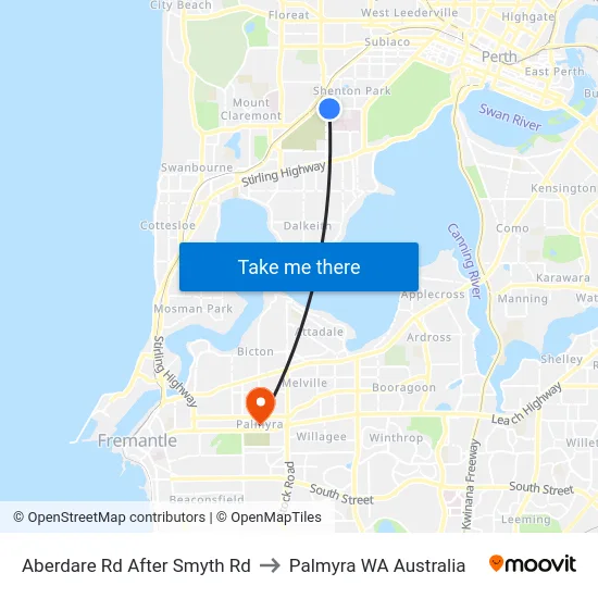 Aberdare Rd After Smyth Rd to Palmyra WA Australia map