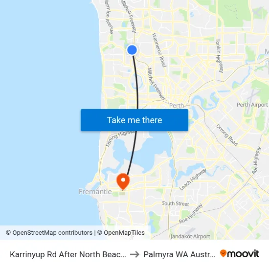 Karrinyup Rd After North Beach Rd to Palmyra WA Australia map