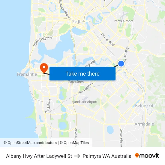 Albany Hwy After Ladywell St to Palmyra WA Australia map