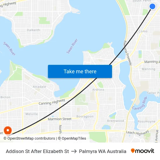 Addison St After Elizabeth St to Palmyra WA Australia map