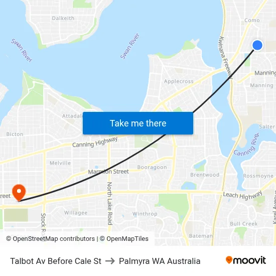 Talbot Av Before Cale St to Palmyra WA Australia map