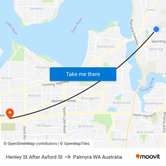 Henley St After Axford St to Palmyra WA Australia map