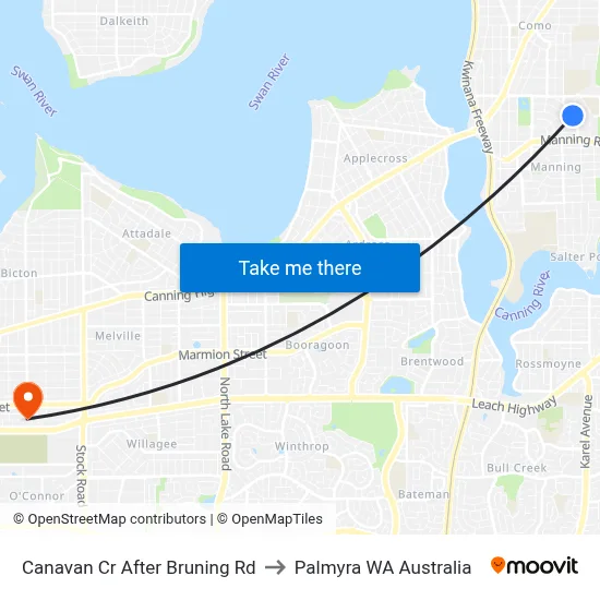 Canavan Cr After Bruning Rd to Palmyra WA Australia map
