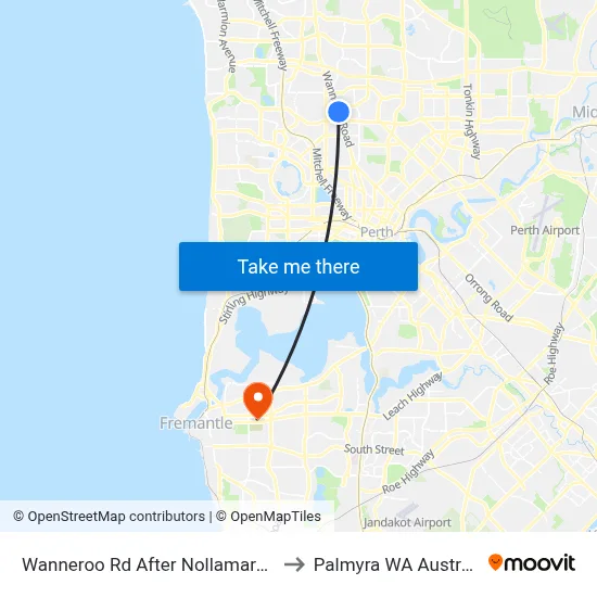 Wanneroo Rd After Nollamara Av to Palmyra WA Australia map