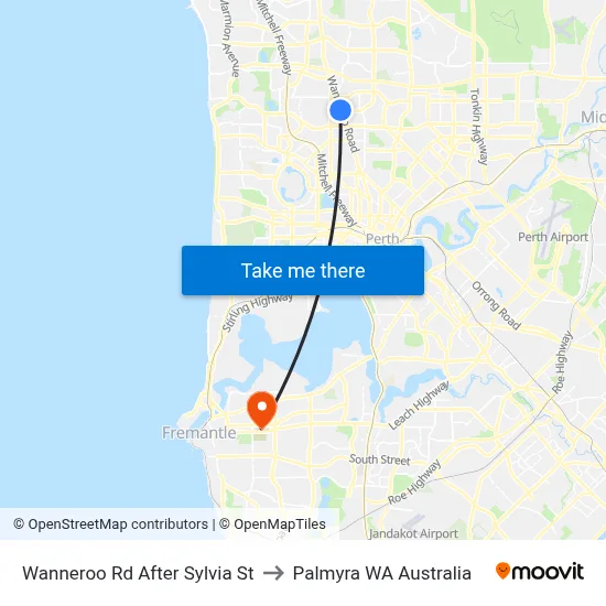Wanneroo Rd After Sylvia St to Palmyra WA Australia map