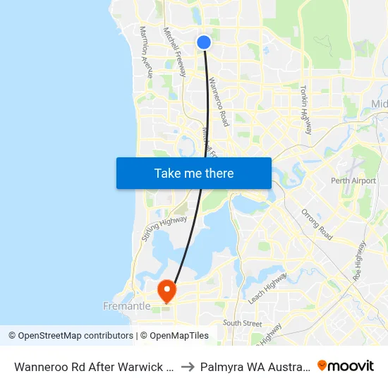 Wanneroo Rd After Warwick Rd to Palmyra WA Australia map
