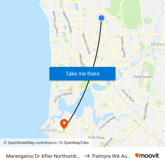 Marangaroo Dr After Northumberland Av to Palmyra WA Australia map