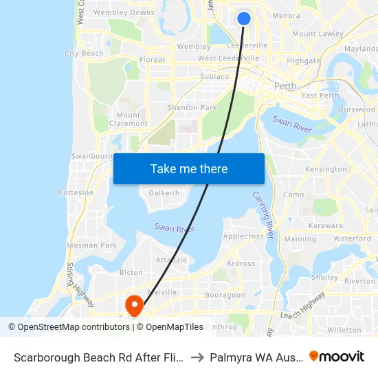 Scarborough Beach Rd After Flinders St to Palmyra WA Australia map