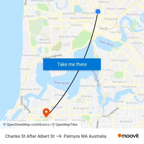 Charles St After Albert St to Palmyra WA Australia map
