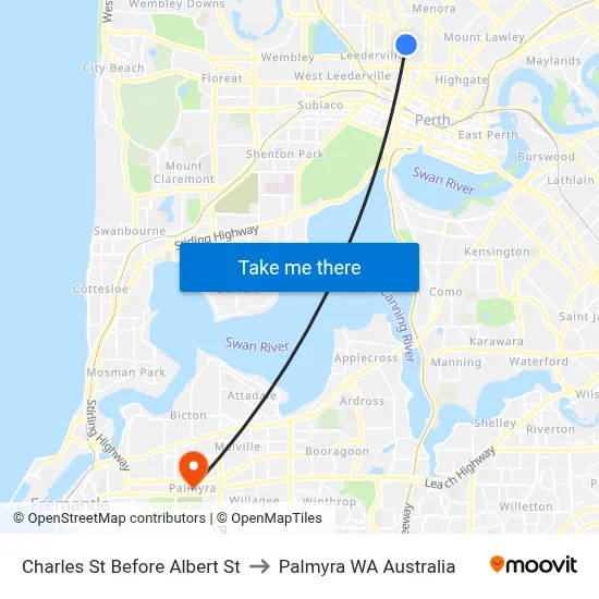 Charles St Before Albert St to Palmyra WA Australia map