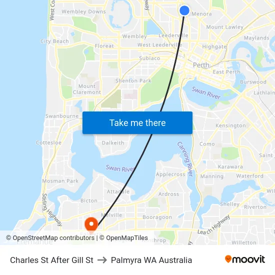 Charles St After Gill St to Palmyra WA Australia map