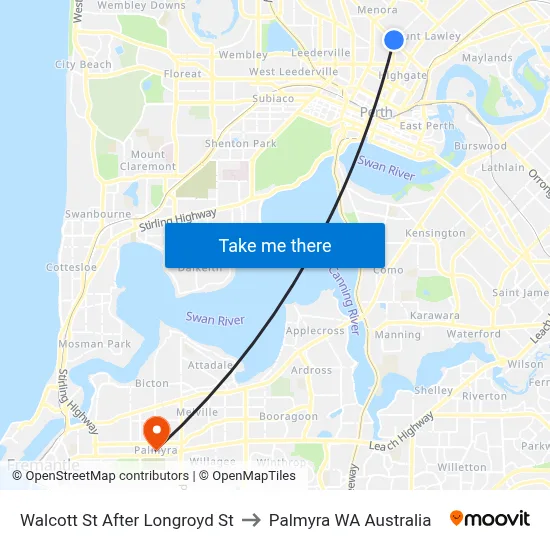 Walcott St After Longroyd St to Palmyra WA Australia map