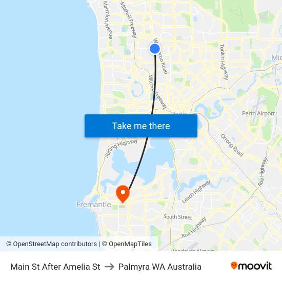 Main St After Amelia St to Palmyra WA Australia map