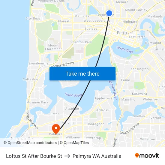 Loftus St After Bourke St to Palmyra WA Australia map