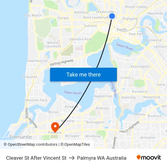 Cleaver St After Vincent St to Palmyra WA Australia map