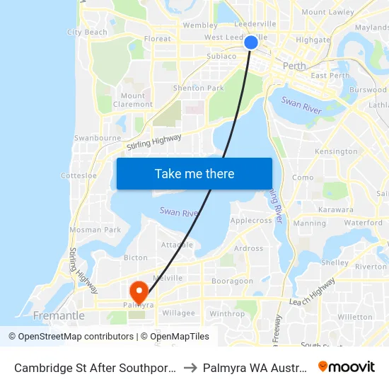 Cambridge St After Southport St to Palmyra WA Australia map