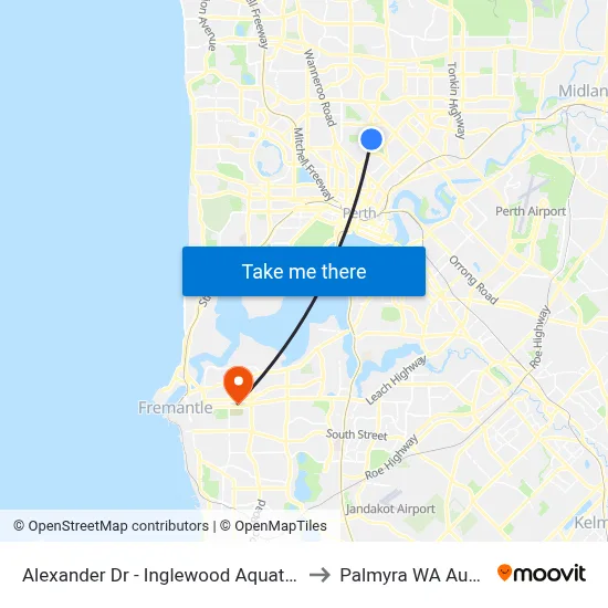 Alexander Dr - Inglewood Aquatic Centre to Palmyra WA Australia map