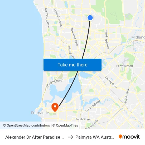 Alexander Dr After Paradise Qys to Palmyra WA Australia map