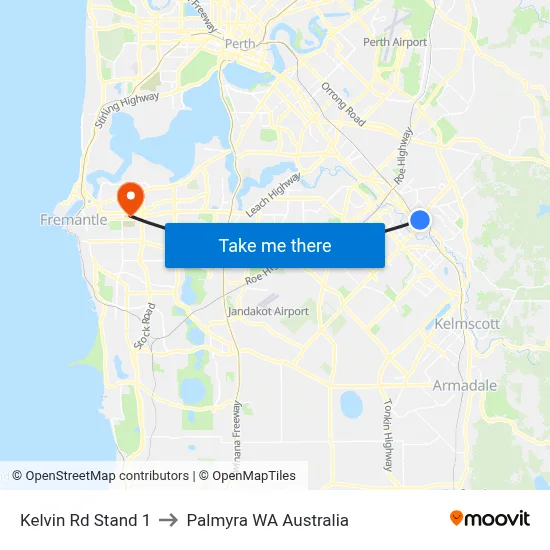 Kelvin Rd Stand 1 to Palmyra WA Australia map