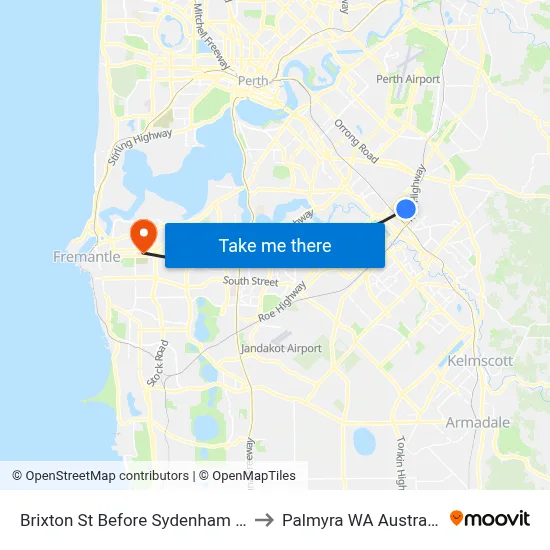 Brixton St Before Sydenham St to Palmyra WA Australia map