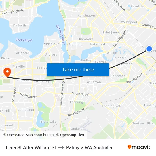Lena St After William St to Palmyra WA Australia map