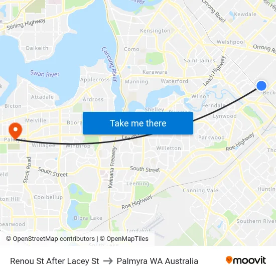 Renou St After Lacey St to Palmyra WA Australia map