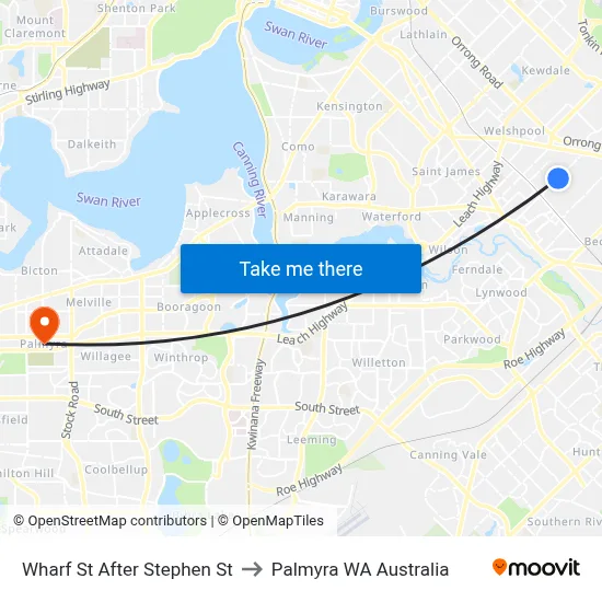 Wharf St After Stephen St to Palmyra WA Australia map