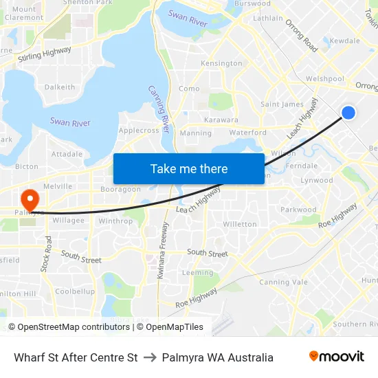 Wharf St After Centre St to Palmyra WA Australia map